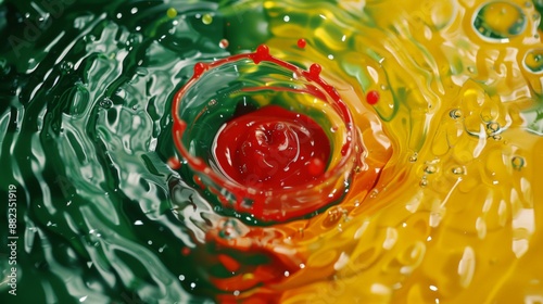 Vibrant multi-colored liquid splash in vivid high-speed photography photo