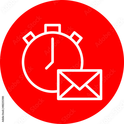 Express Mail Vector Line White Circle Red