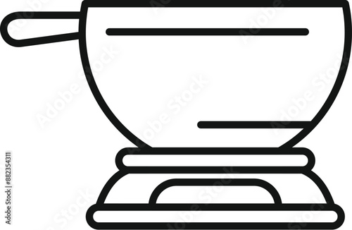 Outline icon of a fondue pot warming on a stove, ready to be used