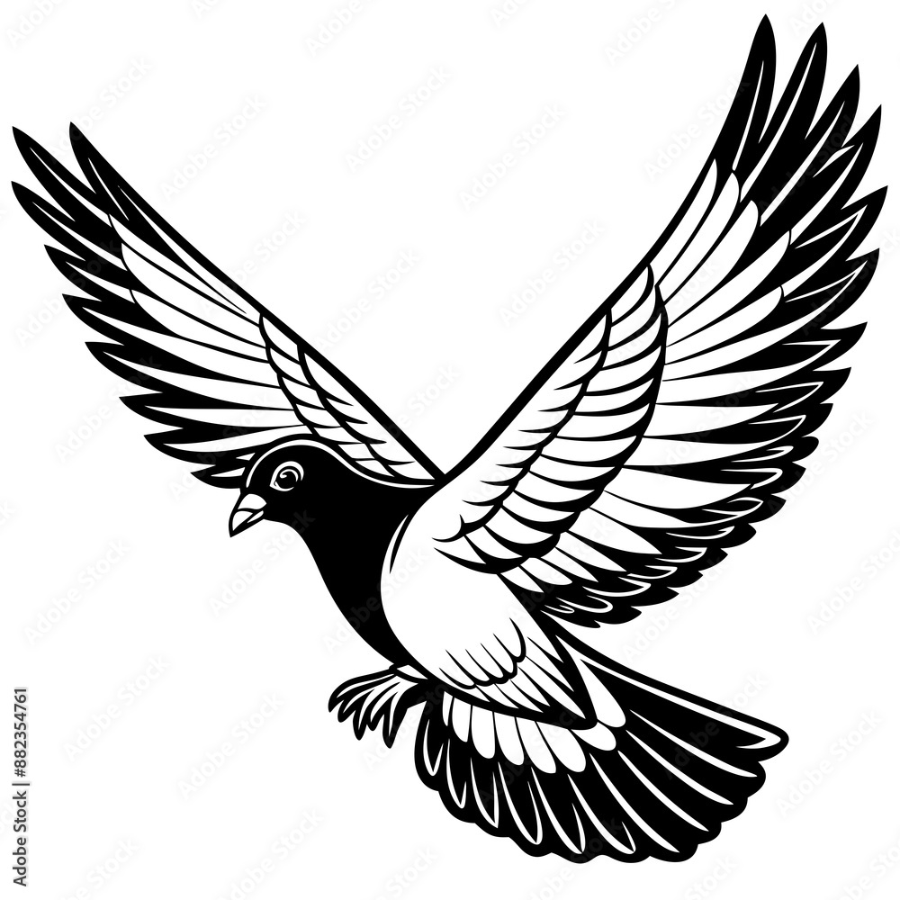 realistic flying pigeon