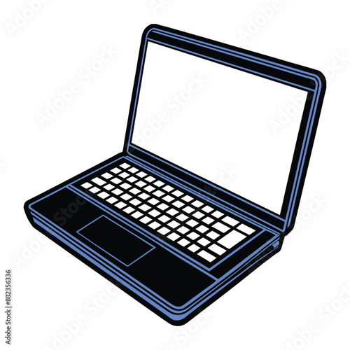 Coloring book laptop line art vector. AI GENERATED