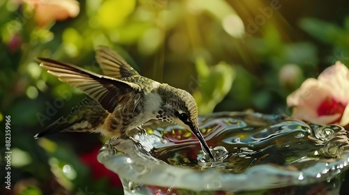 A hummingbird Feast drinking water
