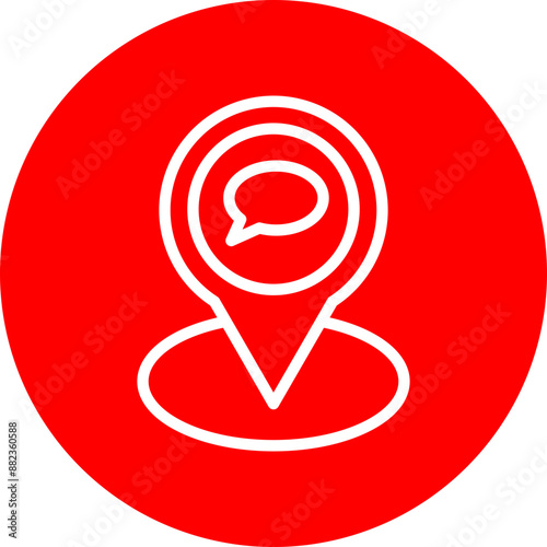 Map Chat Vector Line White Circle Red