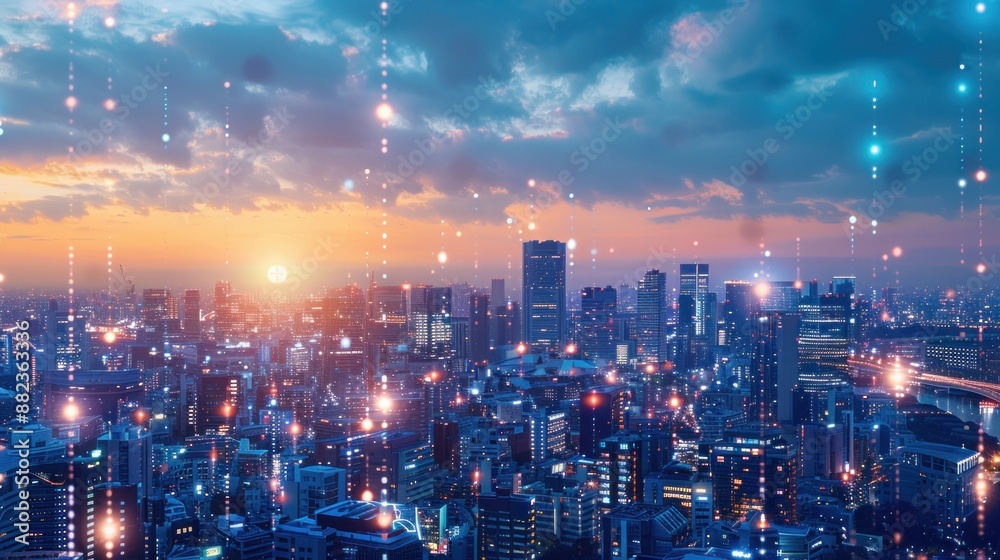 A futuristic cityscape intertwined with a complex communication network, representing advanced urban connectivity.
A futuristic cityscape intertwined with a complex communication network, representing advanced urban connectivity.