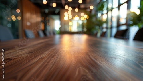 The empty wooden table top with blur street background