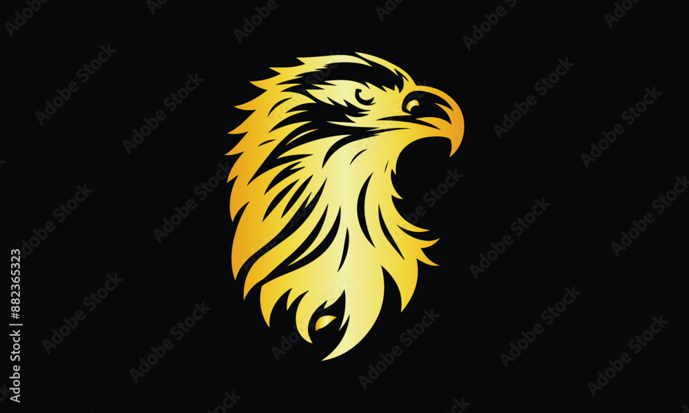 Obraz premium Eagle Vector Illustration Set, Black Silhouettes, Golden Eagle, Golden Eagle Bird Logo Design Premium Vector