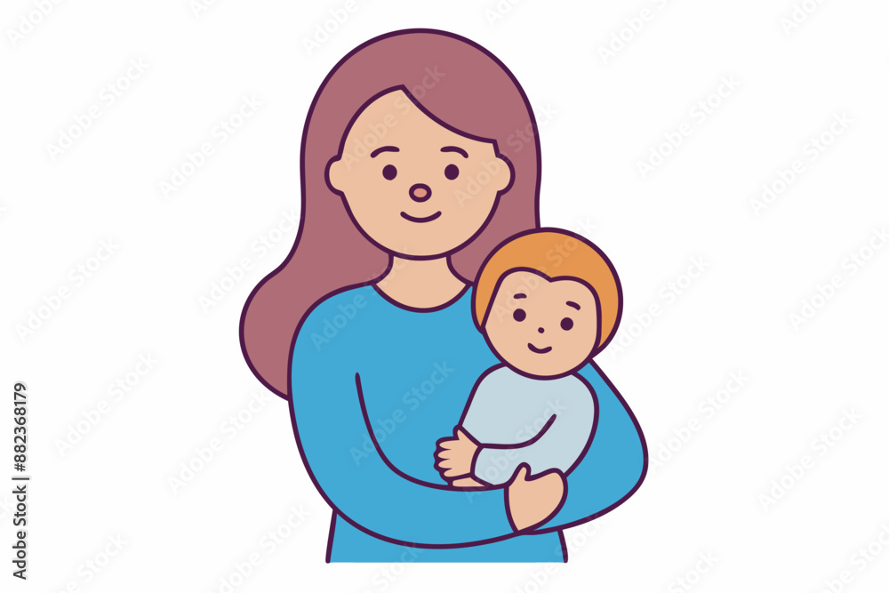 Cute mother and child cartoon vector for printables, clipart, and line art Mother's Day designs. Cute mother and child cartoon vector for printables, clipart, and line art Mother's Day designs.