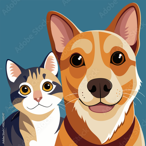 Vector Graphic: Dog and Cat as Symbols of Friendship in Your Design for National Friendship Day
