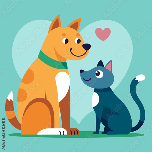 Create a Unique National Friendship Day Poster with a Dog and Cat Vector Illustration
