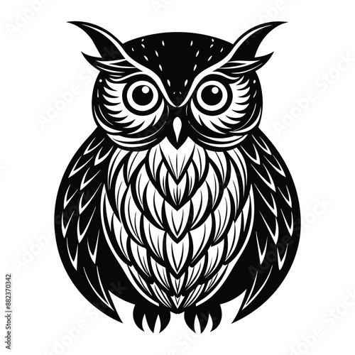 coloring book page owl bird vector art illustration