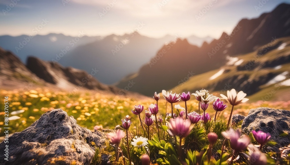 Majestic Peaks and Wild Blooms: A Stunning Rocky Mountain Plateau Scene. Generative AI Majestic Peaks and Wild Blooms: A Stunning Rocky Mountain Plateau Scene. Generative AI