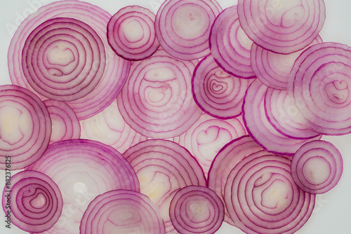 Purple onion slices Isolated on white