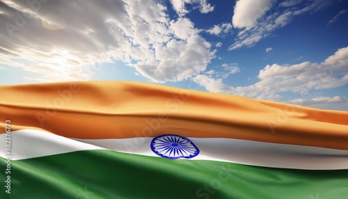 India National Flag Waving in the Sky