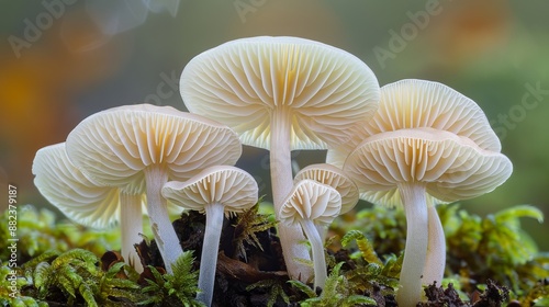 The beautiful bonnet mushroom, scientifically called Mycena renati, is a type of fungus found in the Mycenaceae family. photo