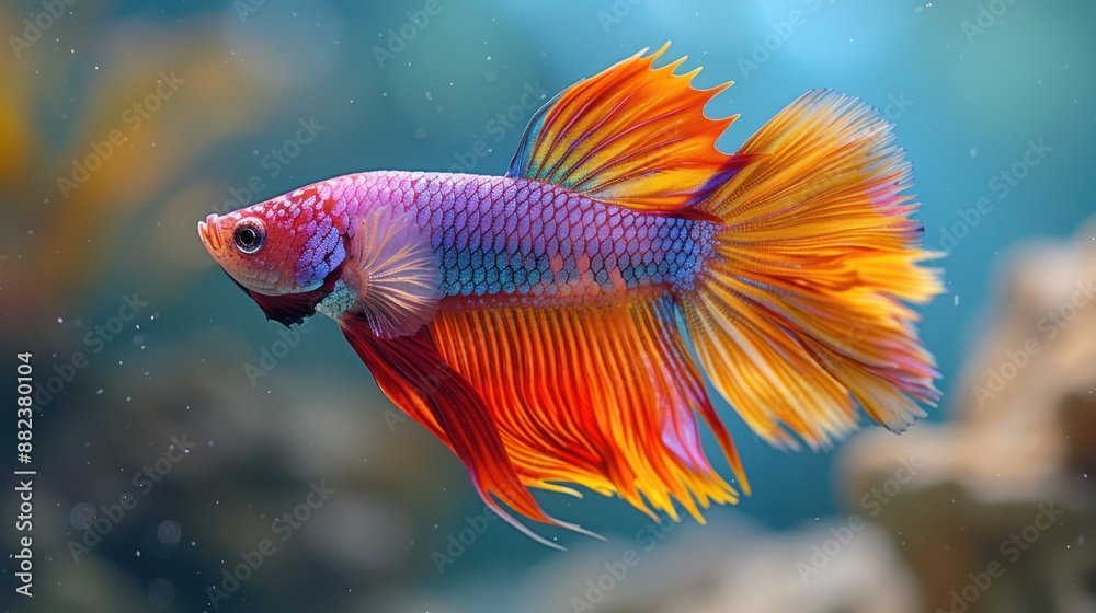 Vibrant Siamese Fighting Fish in Aqua