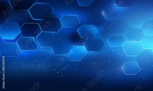 Blue background with a hexagon outline vector illustration. Digital technology and science concept, blue color, flat design, simple geometric shapes, abstract style, without any text or letters