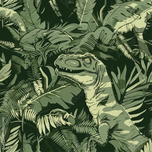 Seamless patterns featuring dinosaurs in various styles, from Cambrian to Jurassic periods. Designs include striped, camouflaged, and playful motifs. Ideal for textiles, wallpapers, and creative proje