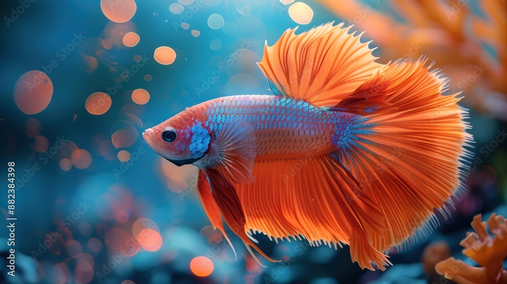 Colorful Betta Fish in Aquarium