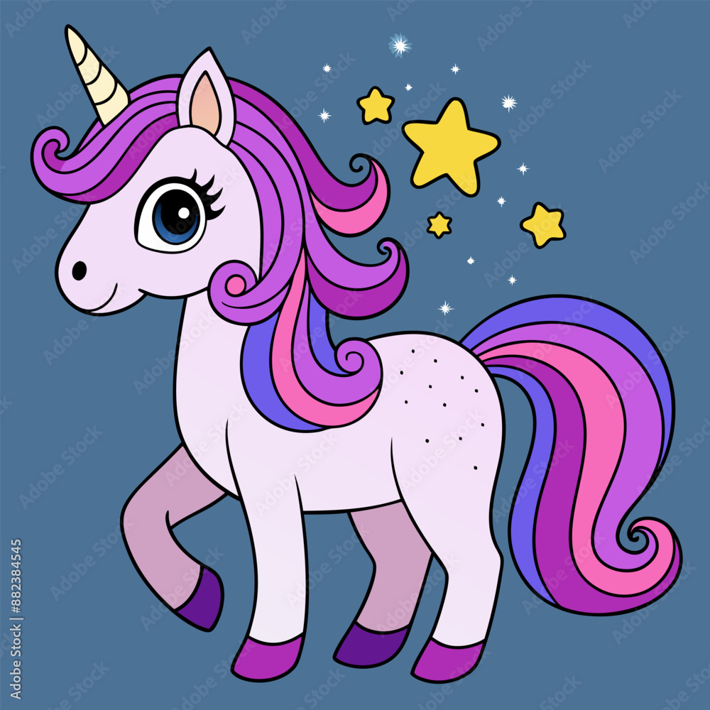 Cute Unicorn Vector Illustration: Cartoon, Clipart, and Line Art Design