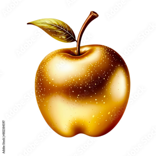 Golden apple on a transparent background