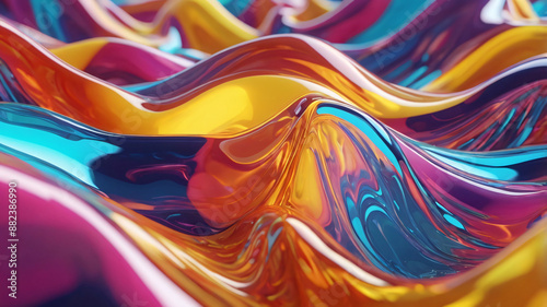 Abstract liquid glass background. Fluid painting texture. Intensive colorful mix of neon colors