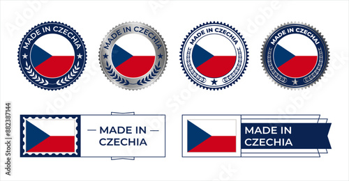 Czechia Flag Stamp. Made in Stamp Isolated in White Background. Symbol, Vector, Icon, Illustration.