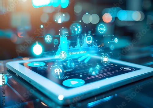 Wallpaper Mural Photo of an AI generated graphic with the words "AI Text Generation" and a speech to images icon, highlighting content creation using artificial intelligence technology  Torontodigital.ca