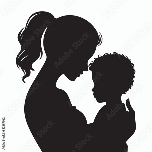 happy mother and child silhouette vector