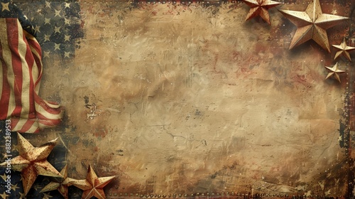 Vintage background with colors and elements of the American flag