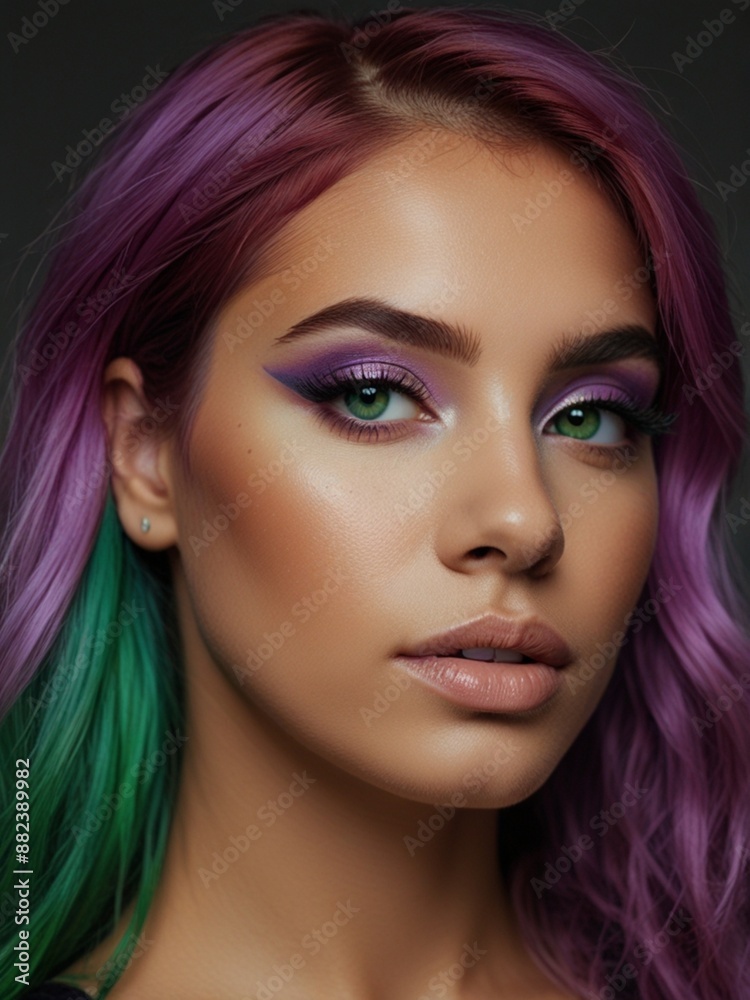 Fototapeta premium Portrait of a girl with purple hair