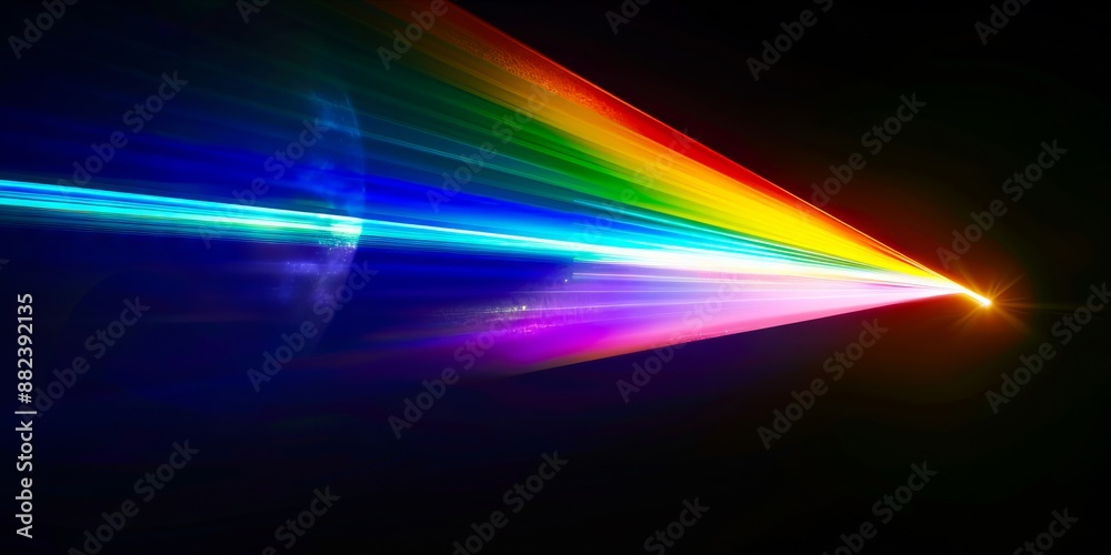 A rainbow light beam is shown in the dark. A rainbow light beam is shown in the dark.