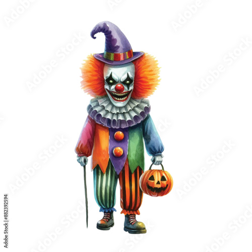 Halloween Carnival Clown Watercolor Clipart