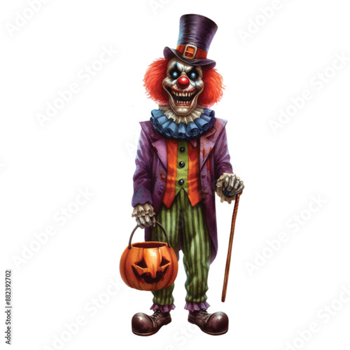 Halloween Carnival Clown Watercolor Clipart