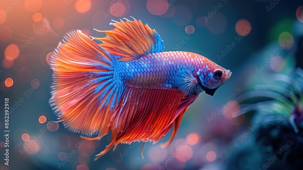 Vibrant Betta Fish with Flowing Fins Vibrant Betta Fish with Flowing Fins