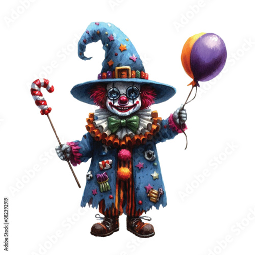 Halloween Carnival Clown Watercolor Clipart
