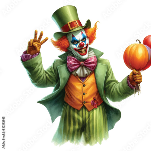 Halloween Carnival Clown Watercolor Clipart