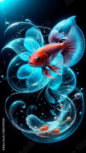 Surrealism image, Betta fish fly through the Quantum Universe wallpaper 26 photo