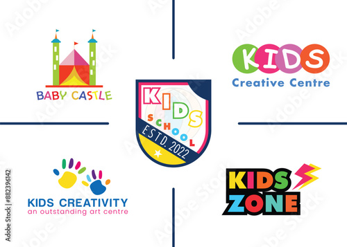 Vibrant and Playful Kids Logos Collection for Creative Centers