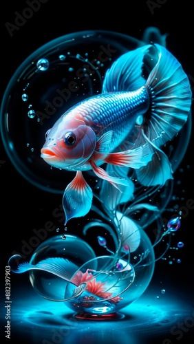 Surrealism image, Betta fish fly through the Quantum Universe wallpaper 29 photo