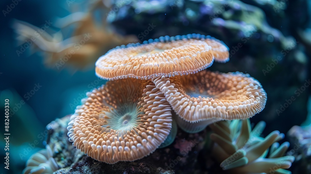 The Ricordea mushroom coral is a stunning addition to saltwater reef aquariums, renowned for its mesmerizing beauty. The Ricordea mushroom coral is a stunning addition to saltwater reef aquariums, renowned for its mesmerizing beauty.