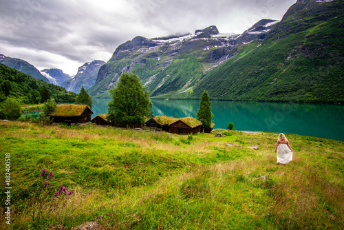 A fairy walking barefoot in the norwegian nature