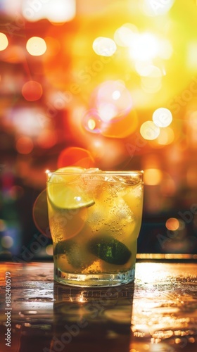 Refreshing Caipirinha Cocktail with Muddled Limes and Cachaça in High Fidelity Resolution