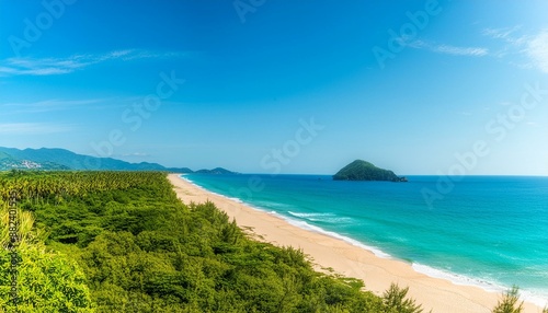 Aerial image lonely paradisaical beach. 