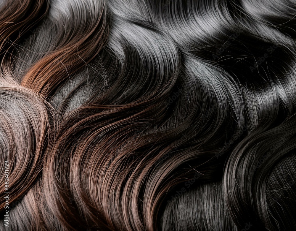 Naklejka premium Black hair with curves and waves texture 