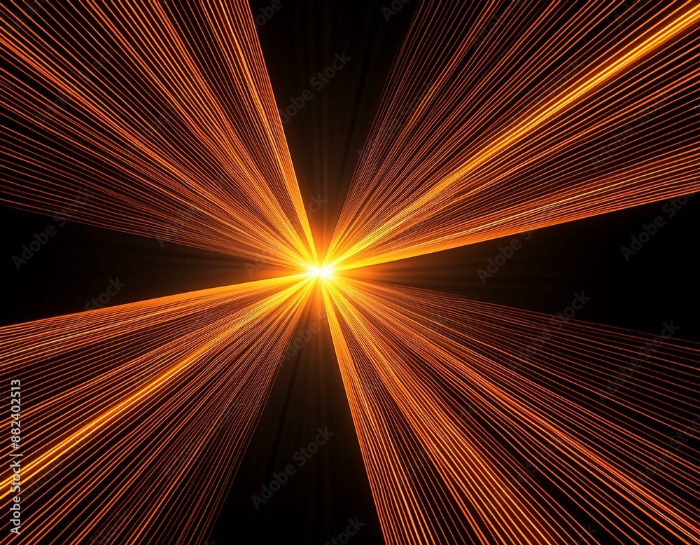 Fototapeta premium orange neon rays zoom motion effect on plain black background 