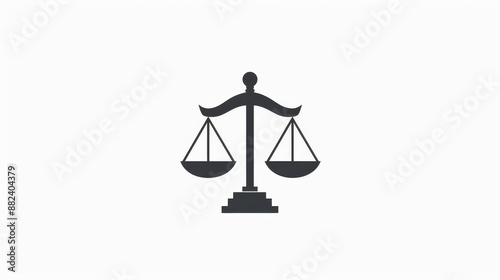 Judge scale silhouette with black balance scale icon, generative AI