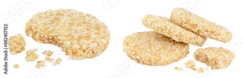 coconut cookies with white flax seeds and honey isolated on white background with full depth of field. Healthy food