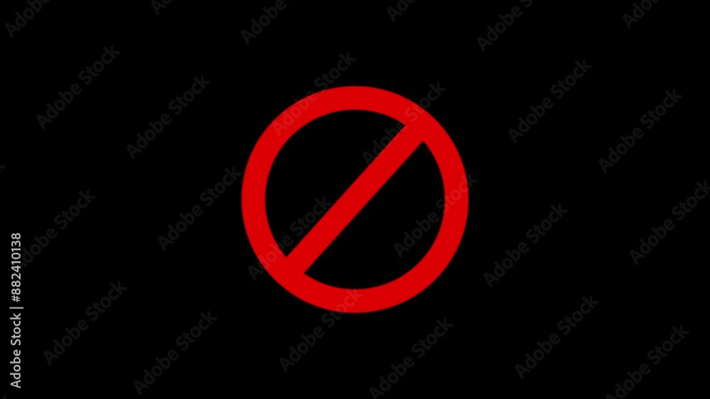 red circle prohibition traffic sign animation on black background red circle prohibition traffic sign animation on black background