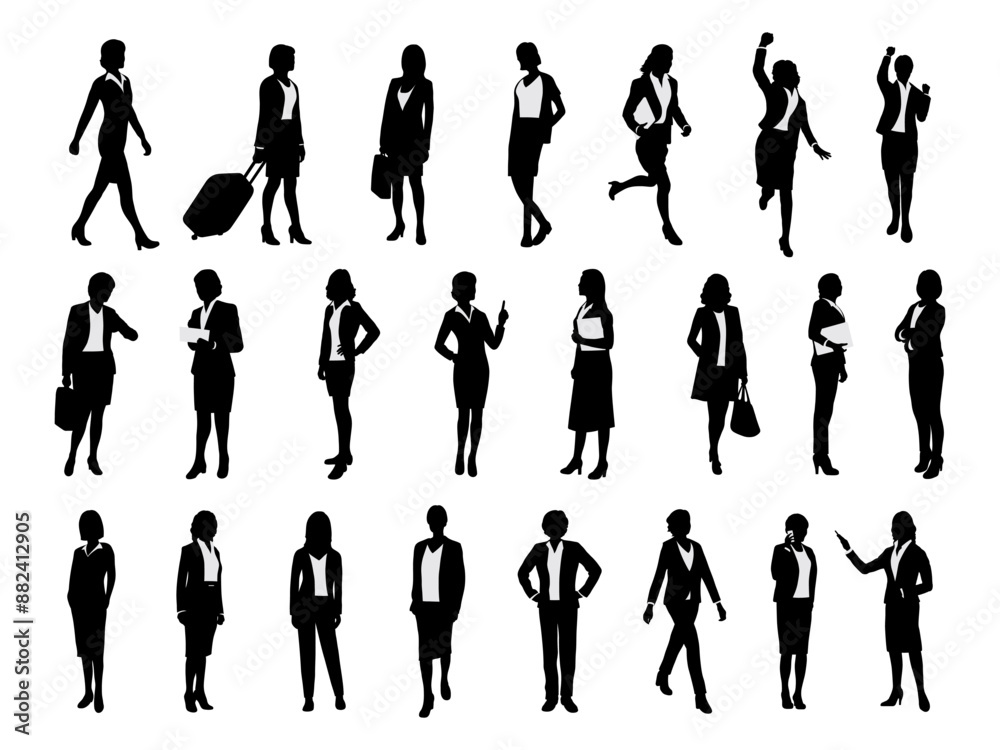 Silhouettes of business women on white background. Vector illustration. Silhouettes of business women on white background. Vector illustration.
