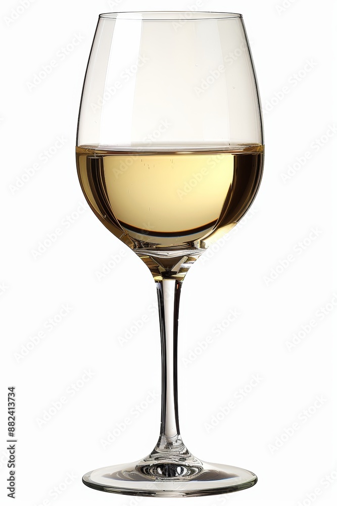A glass of zero alcohol white wine on a white background A glass of zero alcohol white wine on a white background